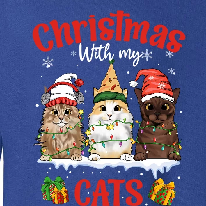 Feline Meowy Catmas Lover Christmas With My Cats Great Gift Toddler Sweatshirt