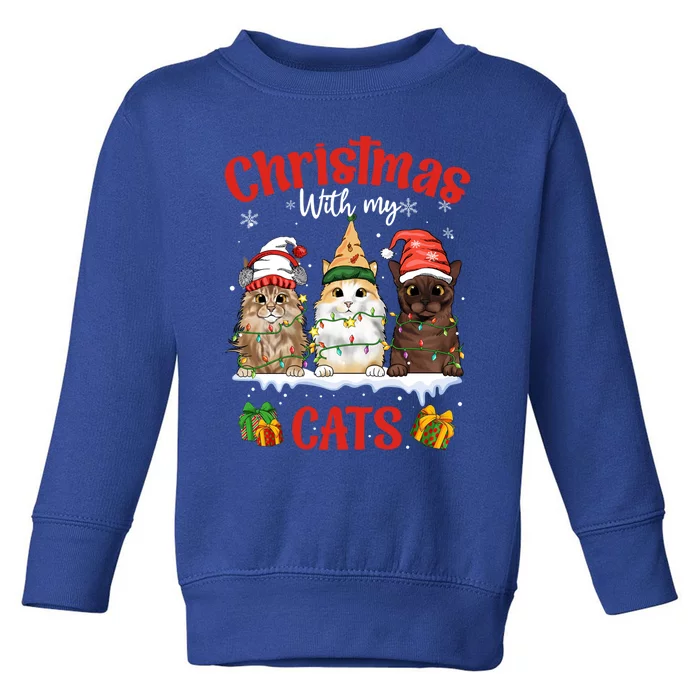 Feline Meowy Catmas Lover Christmas With My Cats Great Gift Toddler Sweatshirt