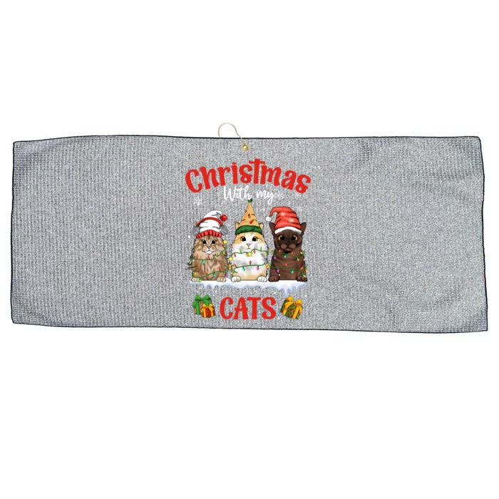 Feline Meowy Catmas Lover Christmas With My Cats Great Gift Large Microfiber Waffle Golf Towel