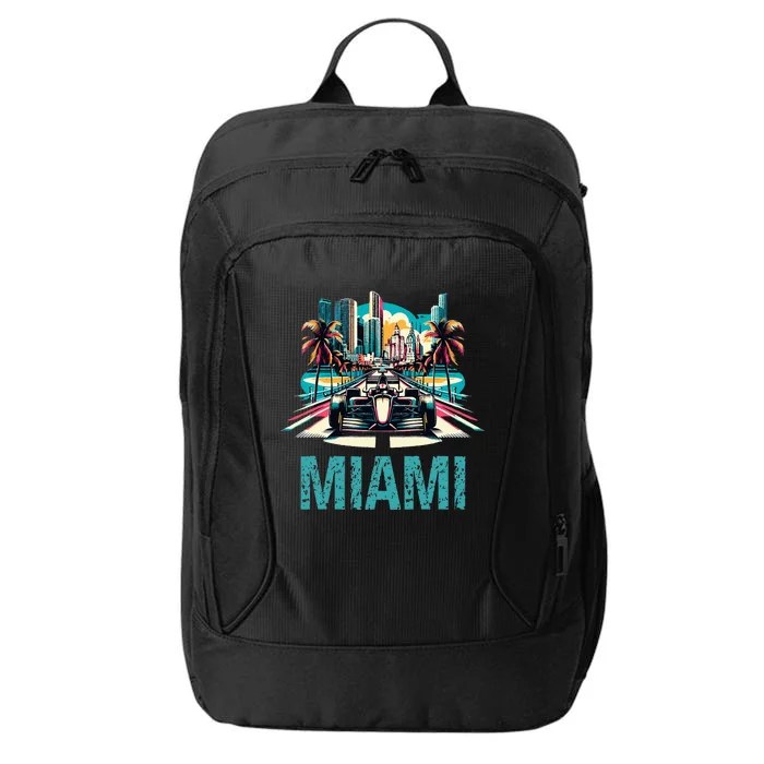 Formula Miami City Racing Circuit Car Map Grand Prix Race City Backpack