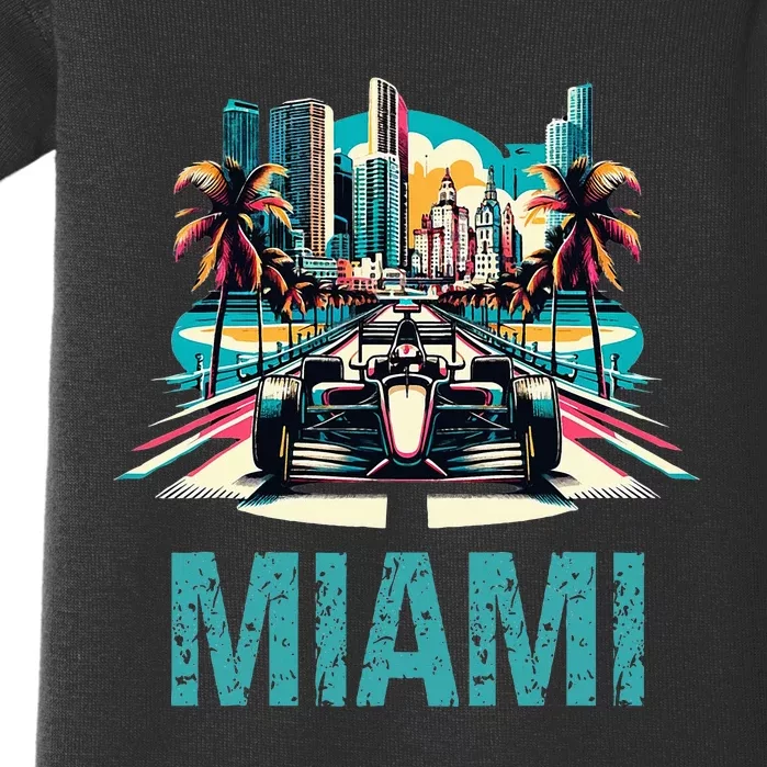 Formula Miami City Racing Circuit Car Map Grand Prix Race Baby Bodysuit