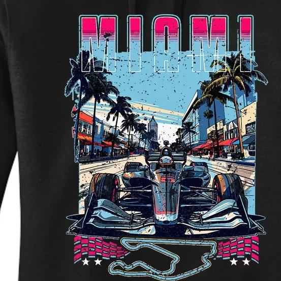 Formula Miami City Racing Racetrack Car Map Grand Prix Race Women's Pullover Hoodie