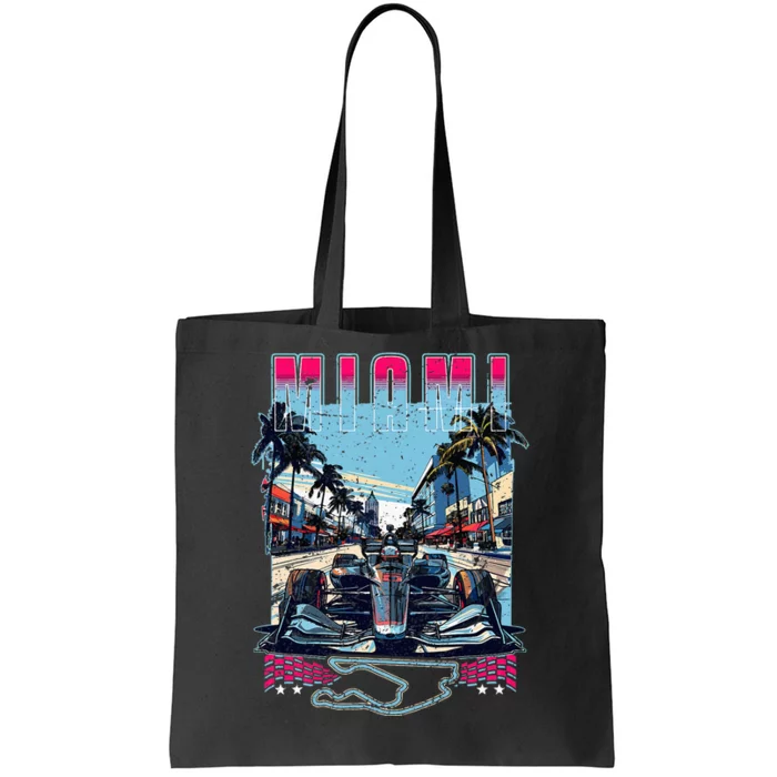 Formula Miami City Racing Racetrack Car Map Grand Prix Race Tote Bag