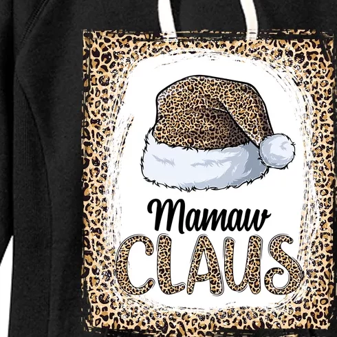 Funny Mamaw Claus Christmas Family Matching Pajama Leopard Gift Women's Fleece Hoodie