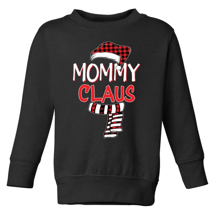 Funny Mom Christmas Santa Claus Red Plaid Shirts Mommy Claus Toddler Sweatshirt