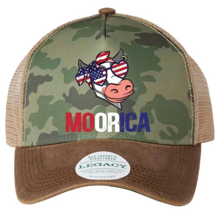 Funny Moorica Cow Lover 4th Of July Usa Patriotic Cow Meaningful Gift Legacy Tie Dye Trucker Hat