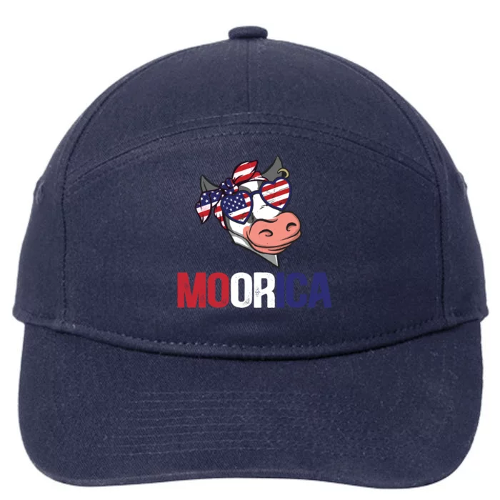 Funny Moorica Cow Lover 4th Of July Usa Patriotic Cow Meaningful Gift 7-Panel Snapback Hat