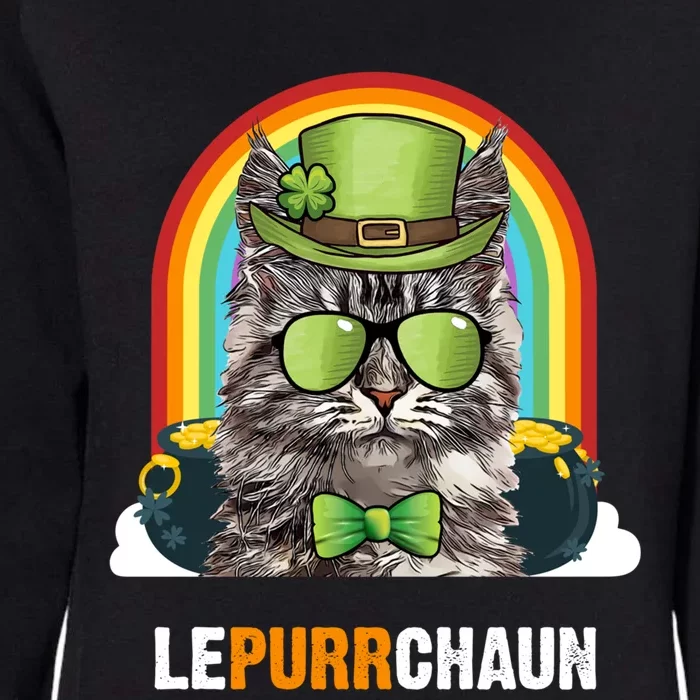 Funny Maine Coon Cat Lepurrchaun St Patricks Day Gift Womens California Wash Sweatshirt