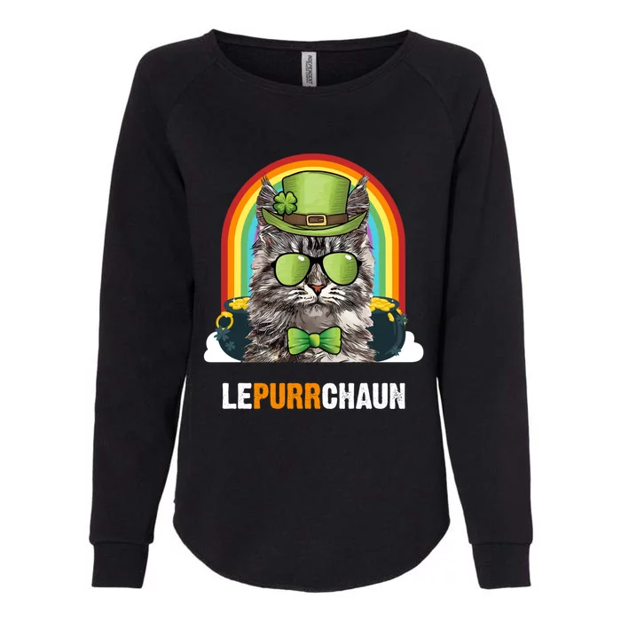 Funny Maine Coon Cat Lepurrchaun St Patricks Day Gift Womens California Wash Sweatshirt