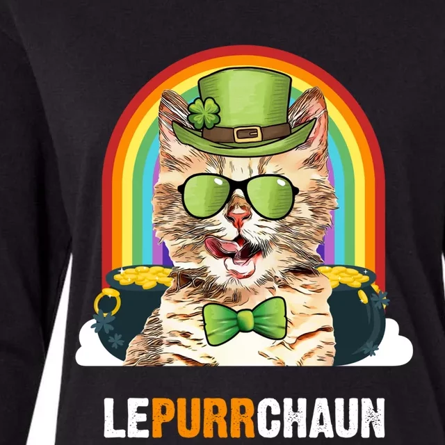 Funny Munchkin Cat Lepurrchaun St Patricks Day Gift Womens Cotton Relaxed Long Sleeve T-Shirt