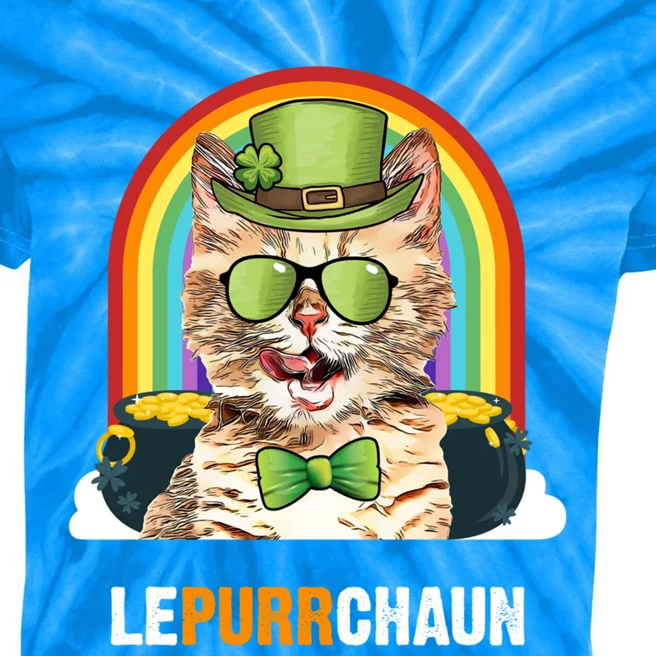 Funny Munchkin Cat Lepurrchaun St Patricks Day Gift Kids Tie-Dye T-Shirt