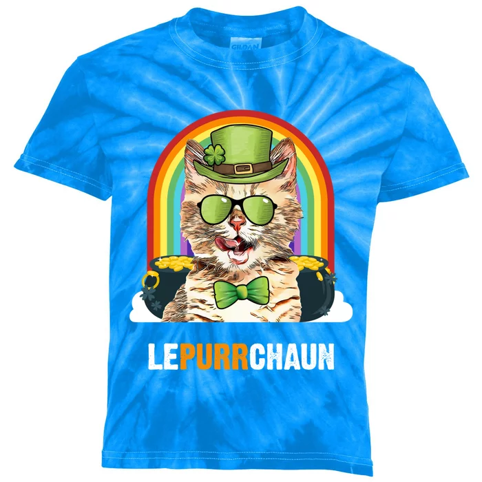 Funny Munchkin Cat Lepurrchaun St Patricks Day Gift Kids Tie-Dye T-Shirt