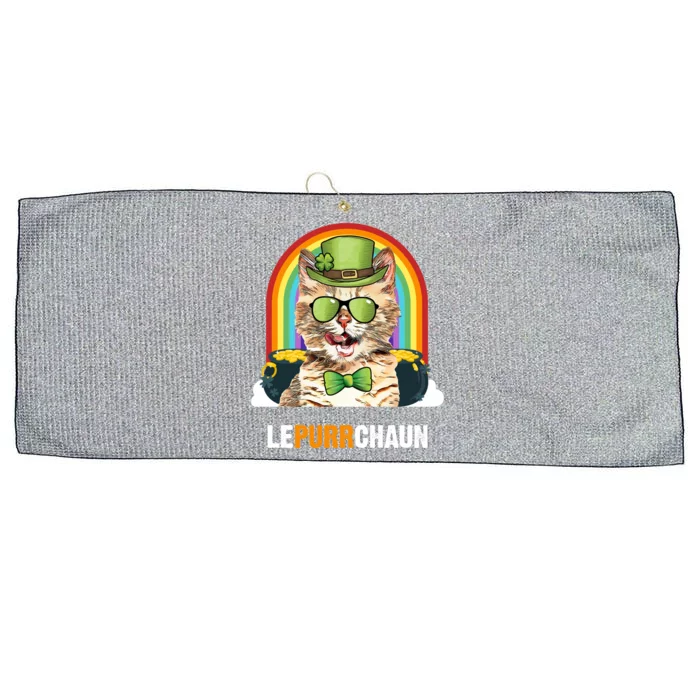 Funny Munchkin Cat Lepurrchaun St Patricks Day Gift Large Microfiber Waffle Golf Towel