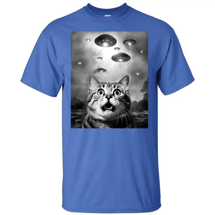 Funny Meme Cat Selfie With Alien Ufos Funny Cat Lovers Aliens Ufo Tall T-Shirt