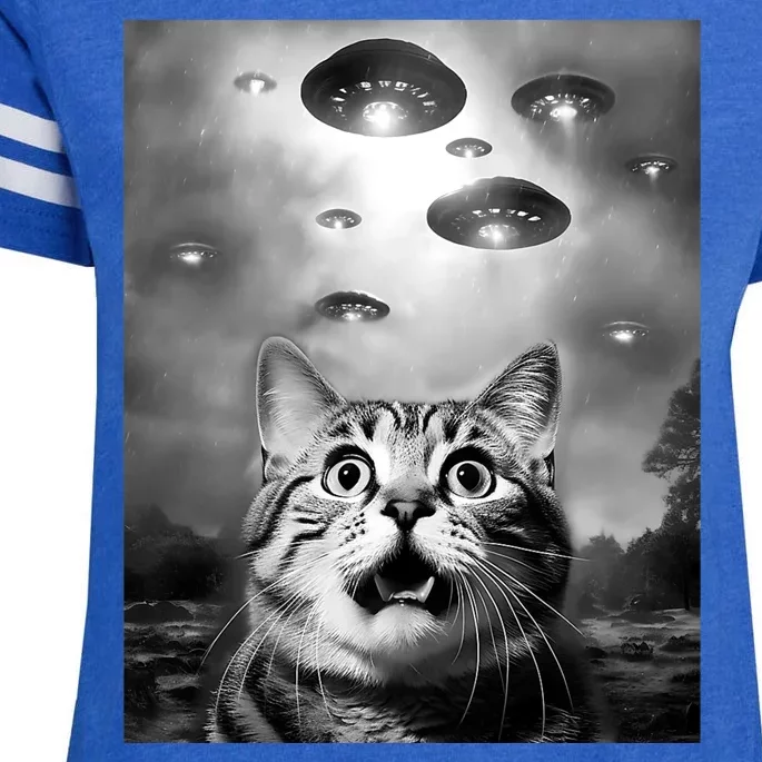 Funny Meme Cat Selfie With Alien Ufos Funny Cat Lovers Aliens Ufo Enza Ladies Jersey Football T-Shirt