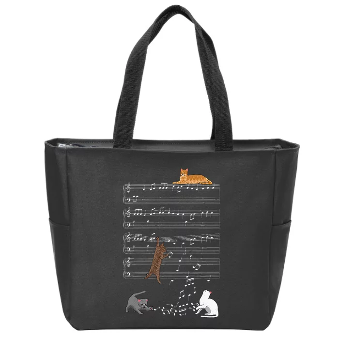 Funny Musical Cats Cat And Music Lover Funny Cat Zip Tote Bag