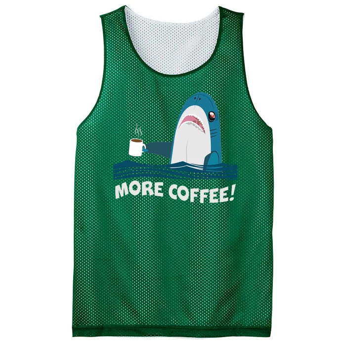 Funny More Coffee Shark Mesh Reversible Basketball Jersey Tank