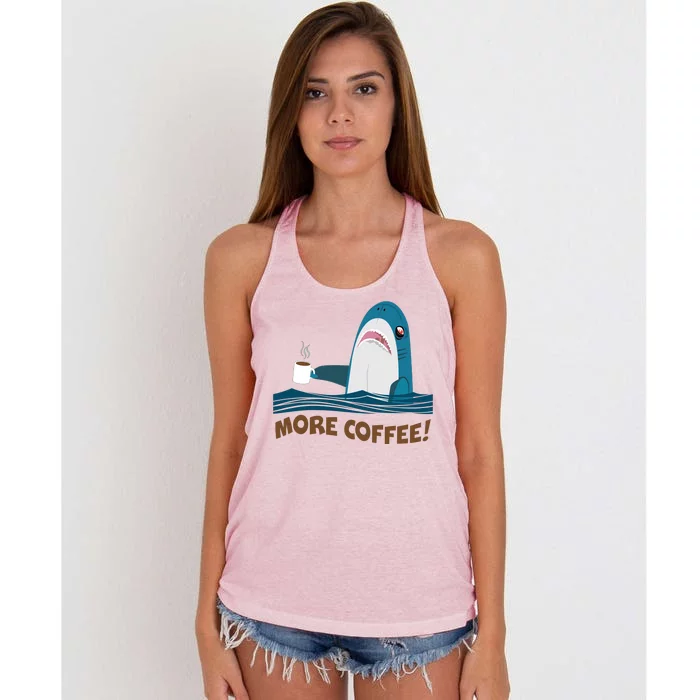 Funny More Coffee Shark Women's Knotted Racerback Tank