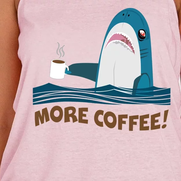 Funny More Coffee Shark Women's Knotted Racerback Tank