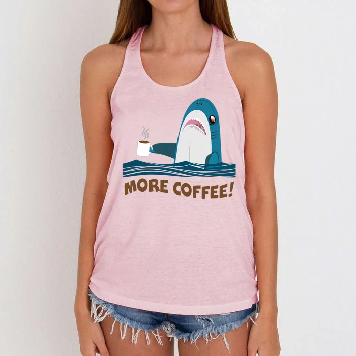 Funny More Coffee Shark Women's Knotted Racerback Tank