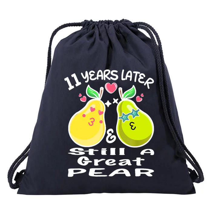 Funny Matching Couple 11th Year Wedding Anniversary Drawstring Bag