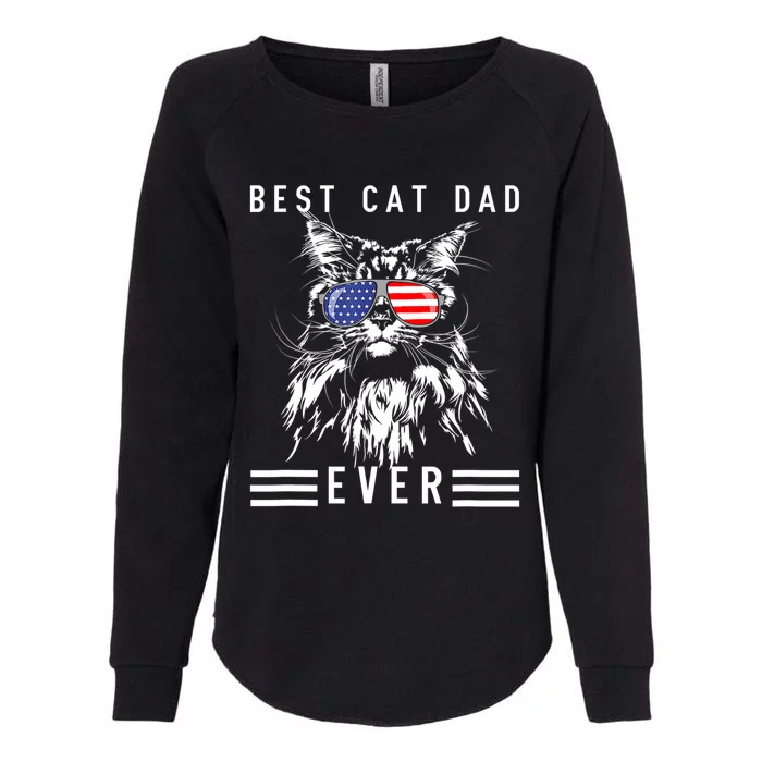 Funny Maine Coon Cat Best Cat Dad Ever Funny Cat Maine Coon Womens California Wash Sweatshirt