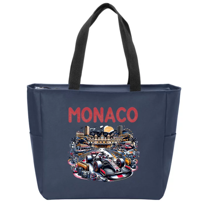 Formula Monaco City Monte Carlo Circuit Racetrack Travel Zip Tote Bag