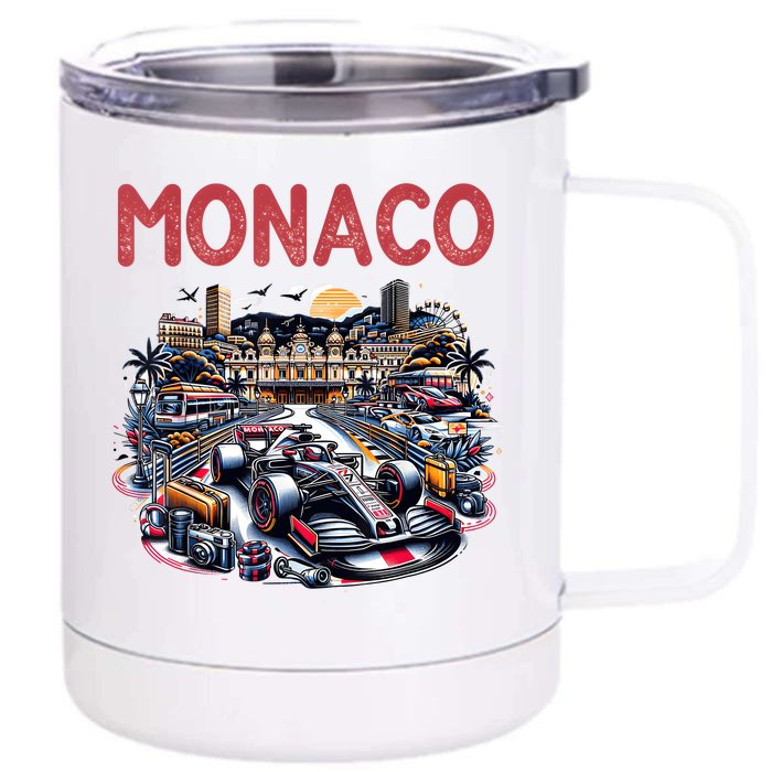 Formula Monaco City Monte Carlo Circuit Racetrack Travel Front & Back 12oz Stainless Steel Tumbler Cup