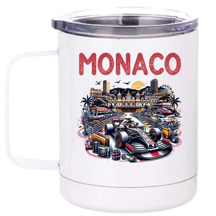 Formula Monaco City Monte Carlo Circuit Racetrack Travel Front & Back 12oz Stainless Steel Tumbler Cup