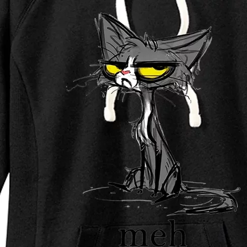 Funny Meh Cat Gift For Cat Lovers Women's Fleece Hoodie