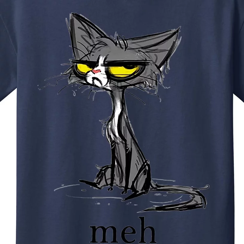 Funny Meh Cat Gift For Cat Lovers Kids T-Shirt