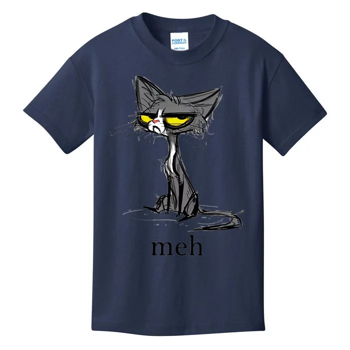 Funny Meh Cat Gift For Cat Lovers Kids T-Shirt