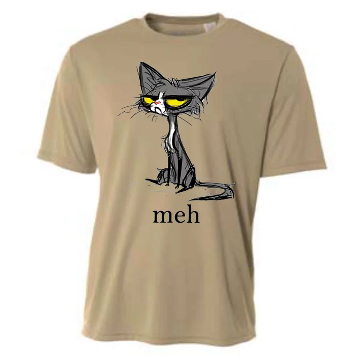 Funny Meh Cat Gift For Cat Lovers Cooling Performance Crew T-Shirt