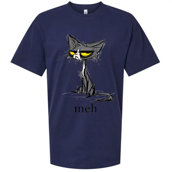 Funny Meh Cat Gift For Cat Lovers Sueded Cloud Jersey T-Shirt