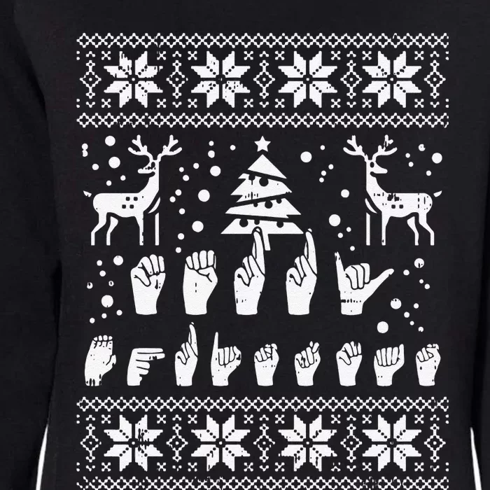 Funny Merry Christmas Sign Language Asl Deaf Ugly Christmas Gift Womens California Wash Sweatshirt