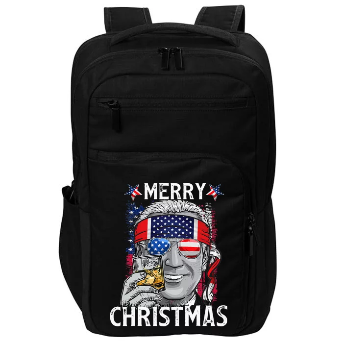 Funny Merry Christmas Joe Biden 4th Of July US American Flag Impact Tech Backpack