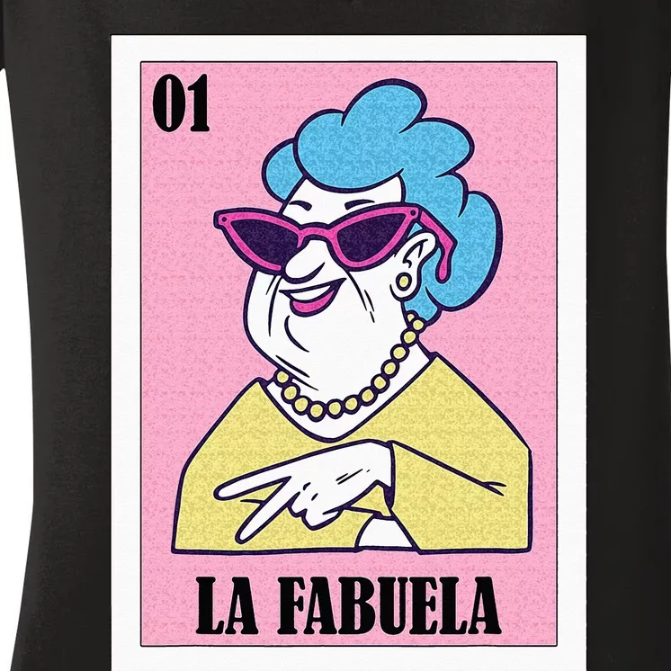 Funny Mexican Design For Grandma La Fabuela Women's V-Neck T-Shirt