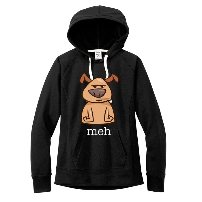 Funny Meh Dog Gift For Dog Lovers Women's Fleece Hoodie