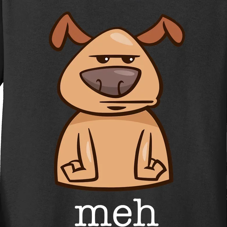 Funny Meh Dog Gift For Dog Lovers Kids Long Sleeve Shirt