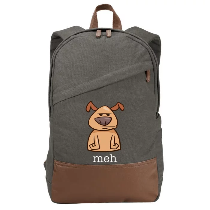 Funny Meh Dog Gift For Dog Lovers Cotton Canvas Backpack