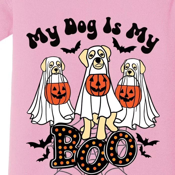 Funny My Dog Is My Boo Owner Dog Lover Boo Ghost Halloween Gift Baby Bodysuit