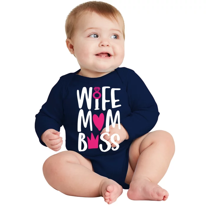 Funny Mothers Day Wife Mom Boss Great Gift Cute Gift Baby Long Sleeve Bodysuit