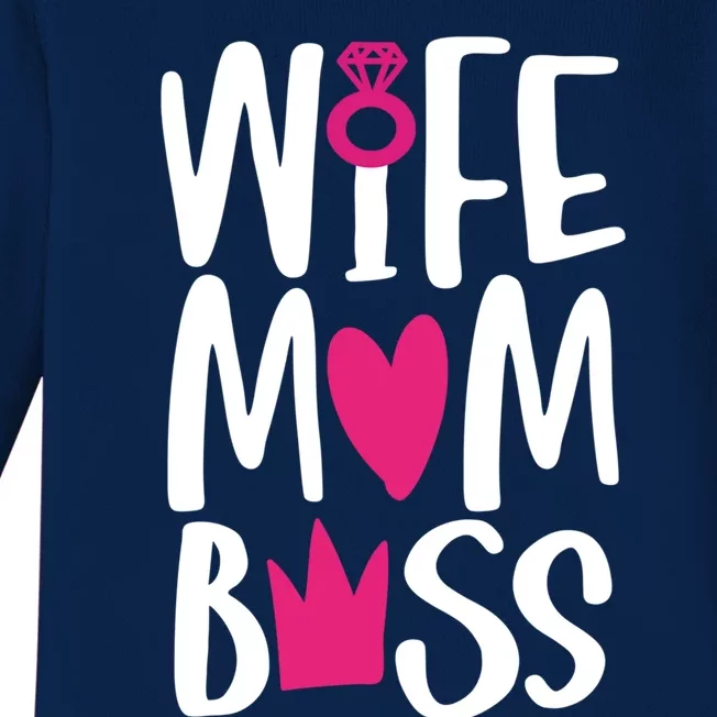 Funny Mothers Day Wife Mom Boss Great Gift Cute Gift Baby Long Sleeve Bodysuit