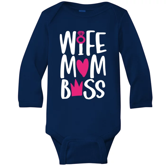 Funny Mothers Day Wife Mom Boss Great Gift Cute Gift Baby Long Sleeve Bodysuit