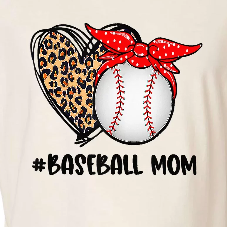 Funny Mothers Day Heart Softball Baseball Leopard Cool Mom Garment-Dyed Women's Muscle Tee