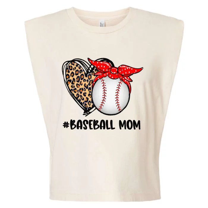 Funny Mothers Day Heart Softball Baseball Leopard Cool Mom Garment-Dyed Women's Muscle Tee