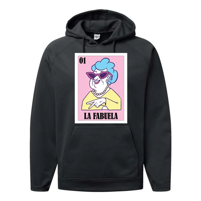 Funny Mexican Design For Grandma La Fabuela Performance Fleece Hoodie