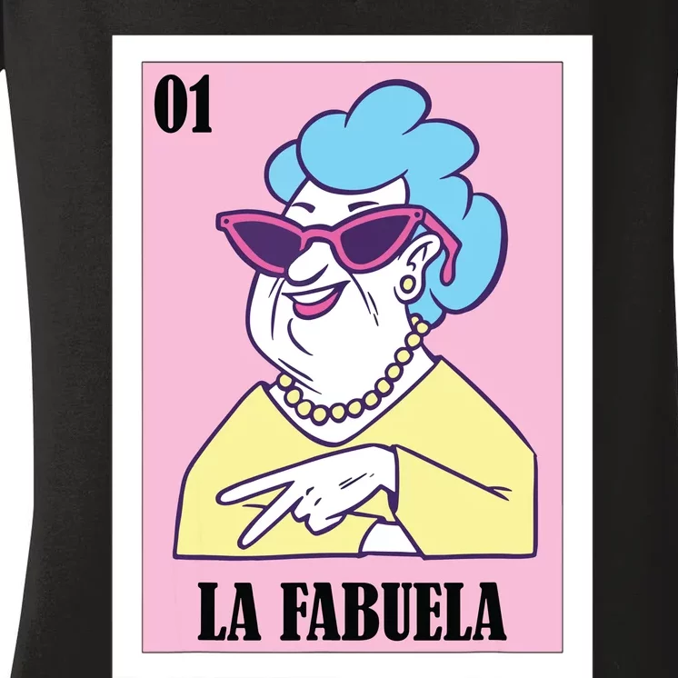 Funny Mexican Design For Grandma La Fabuela Women's V-Neck T-Shirt