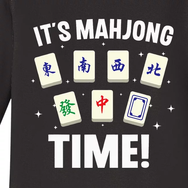 Funny Mahjong Design For Mahjong Game Player Lover Baby Long Sleeve Bodysuit