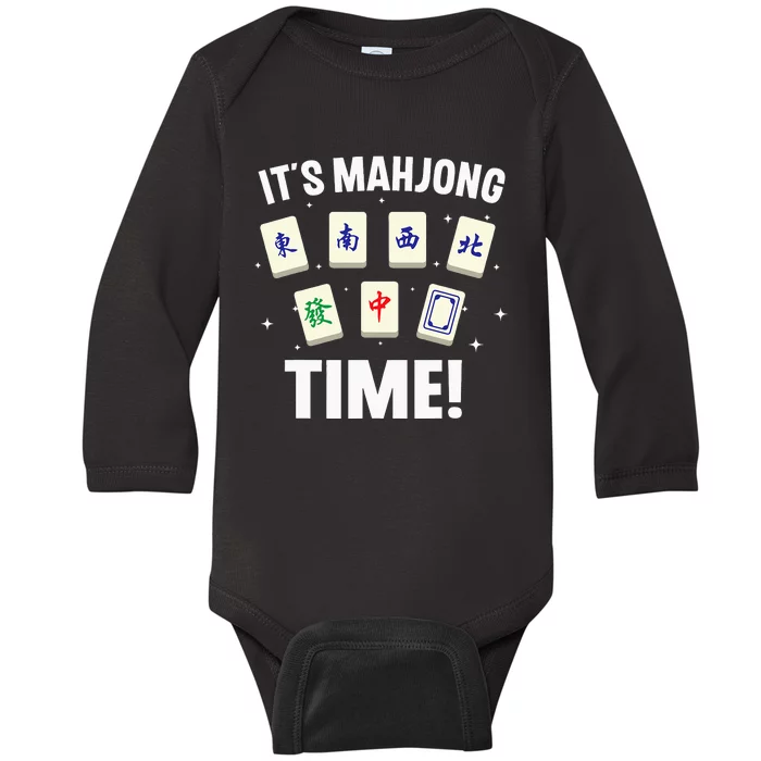 Funny Mahjong Design For Mahjong Game Player Lover Baby Long Sleeve Bodysuit